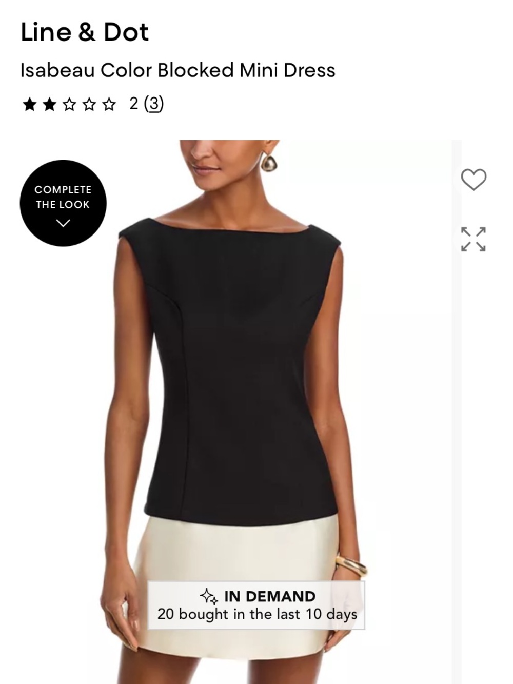 Line & Dot Black and Cream Colorblock Mini Skirt